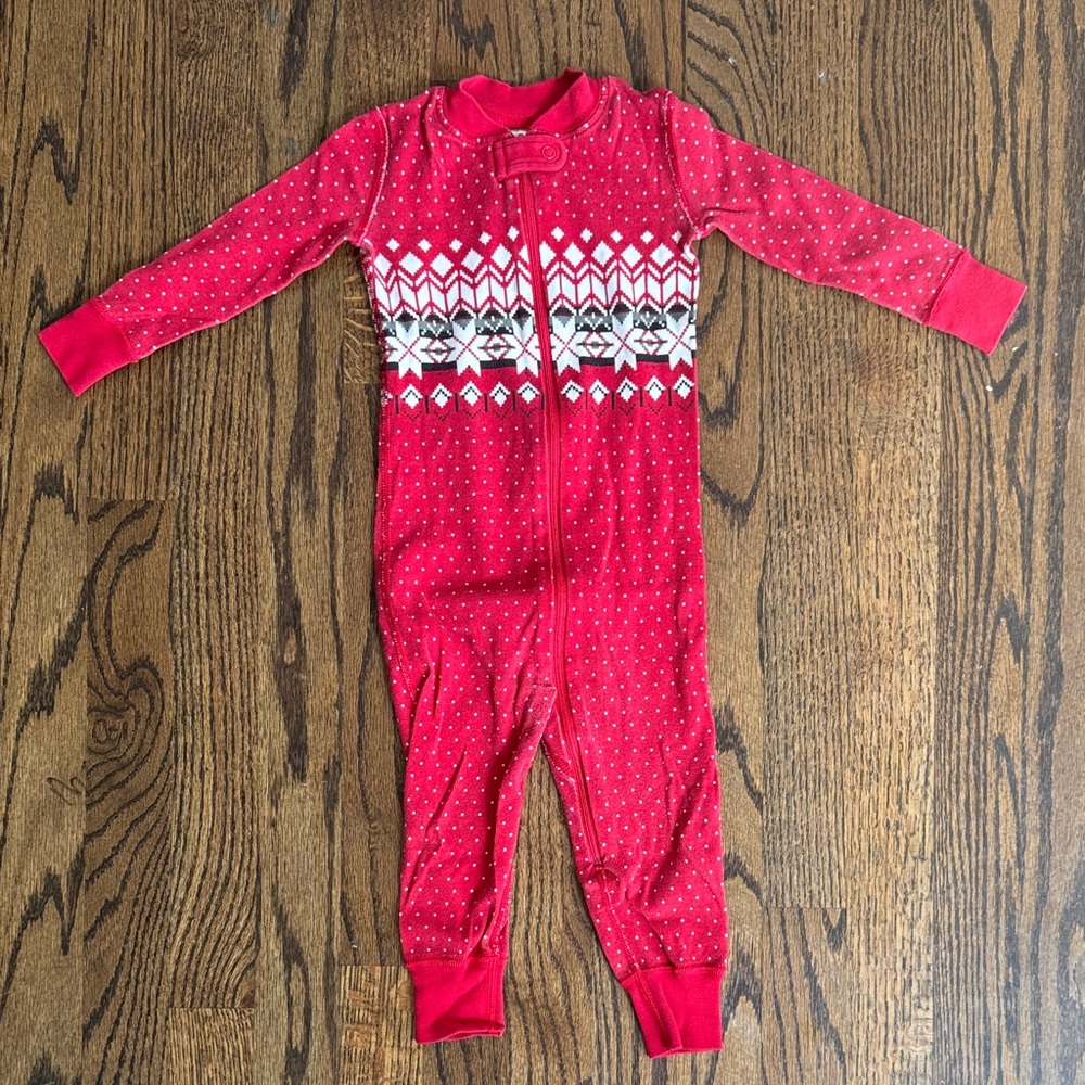 Hanna Andersson Red and White Patterned Kids Footie